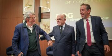 JL Borloo, B Cazeneuve et G Lacroix - 104e Congrès PRG 2026 © PRG